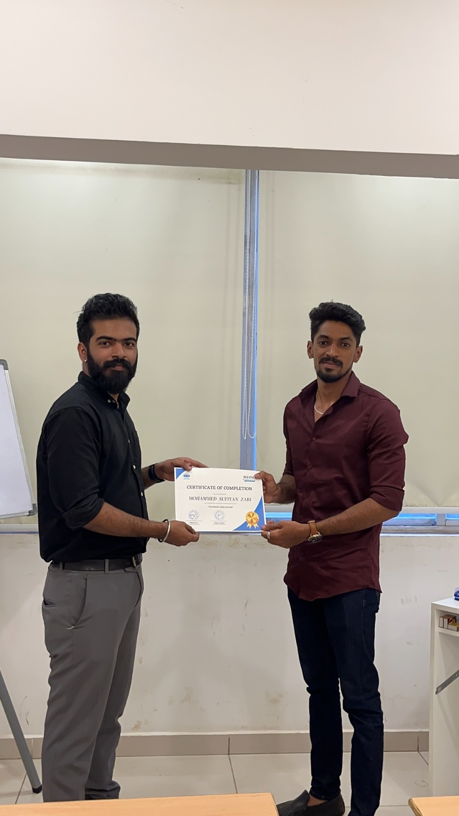 Aviano learner receiving a course completion certificate 14