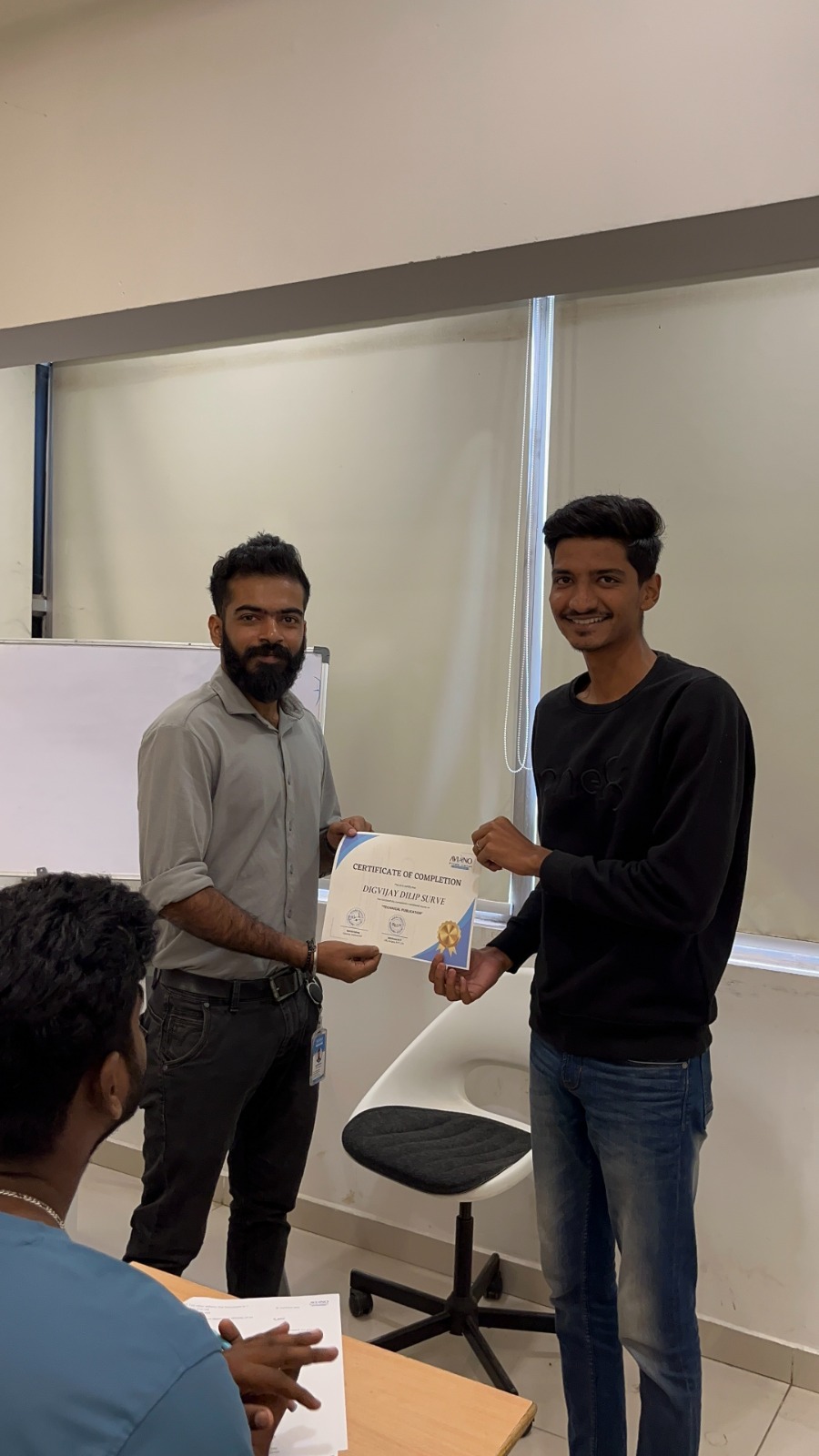 Aviano learner receiving a course completion certificate 16