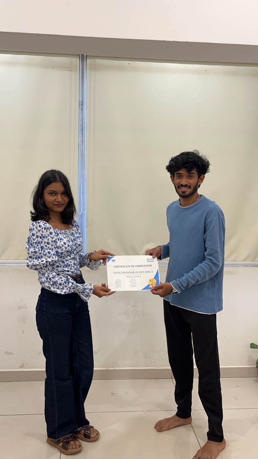 Aviano learner receiving a course completion certificate 2