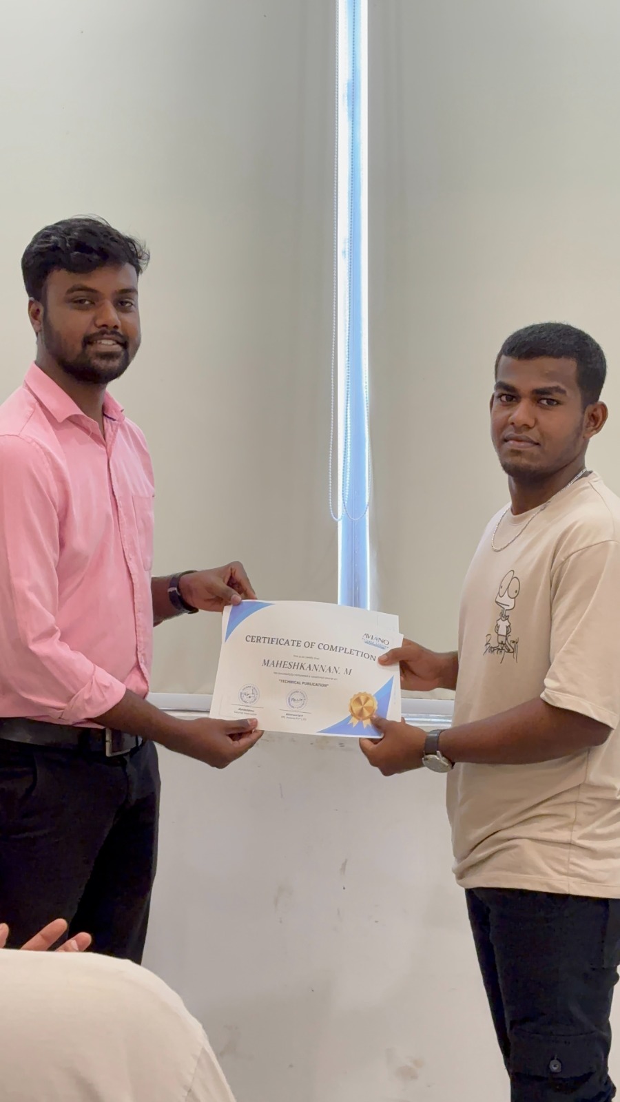 Aviano learner receiving a course completion certificate 7
