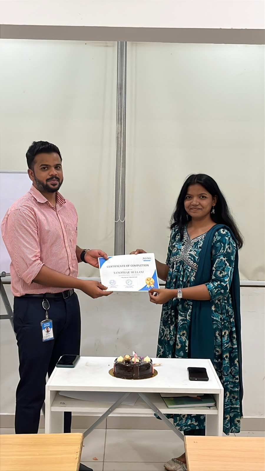 Aviano learner receiving a course completion certificate 20
