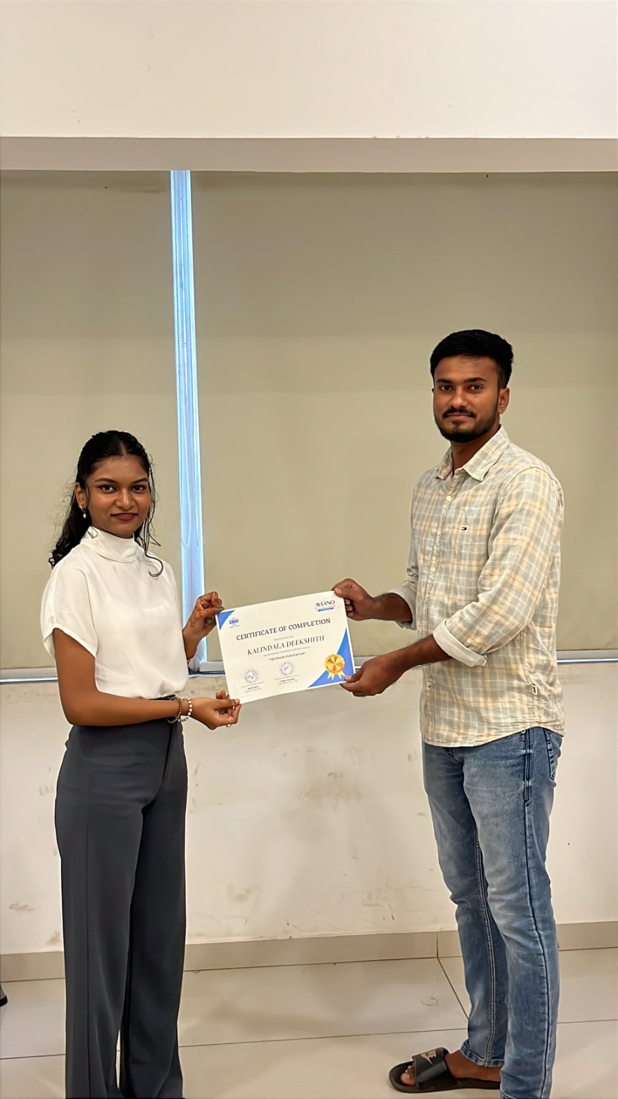 Aviano learner receiving a course completion certificate 9