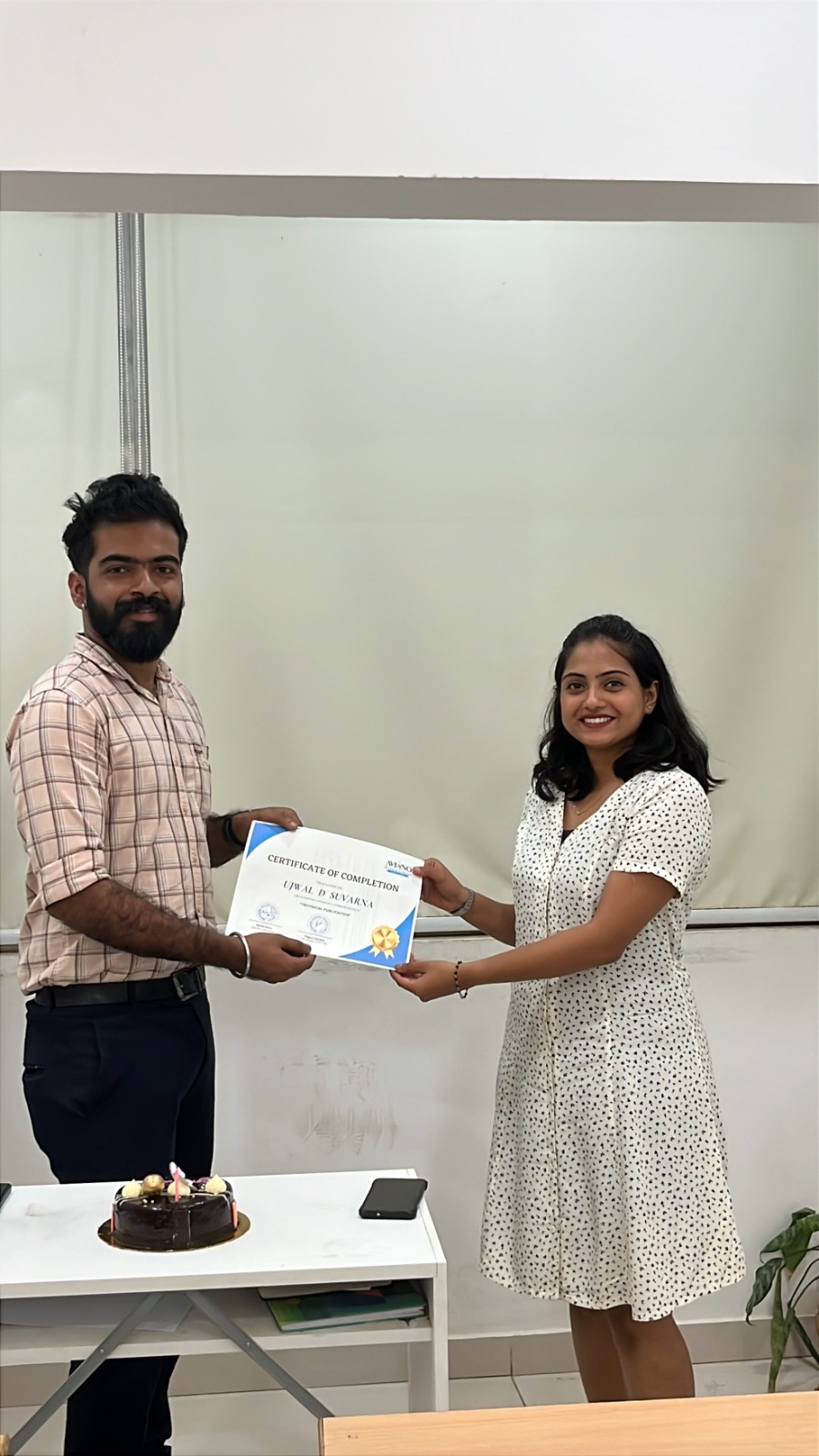 Aviano learner receiving a course completion certificate 11